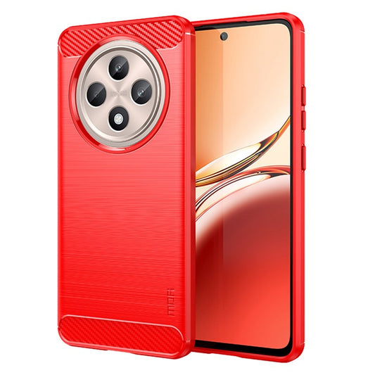 MOFI JK TPU Series-1 For Oppo Reno12 F 4G / 5G Case Carbon Fiber Texture TPU Soft Phone Cover - Red