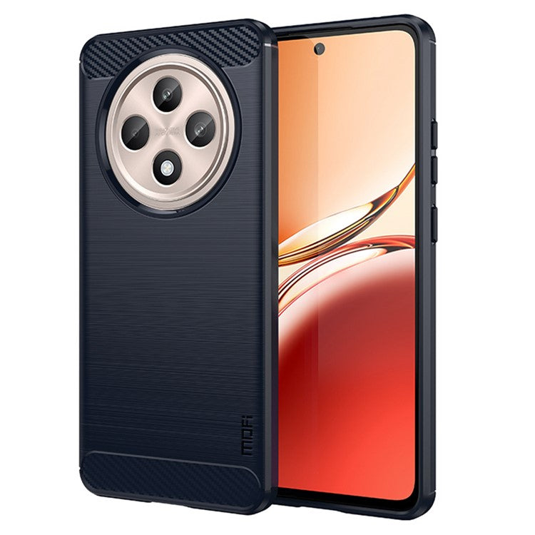MOFI JK TPU Series-1 For Oppo Reno12 F 4G / 5G Case Carbon Fiber Texture TPU Soft Phone Cover - Blue
