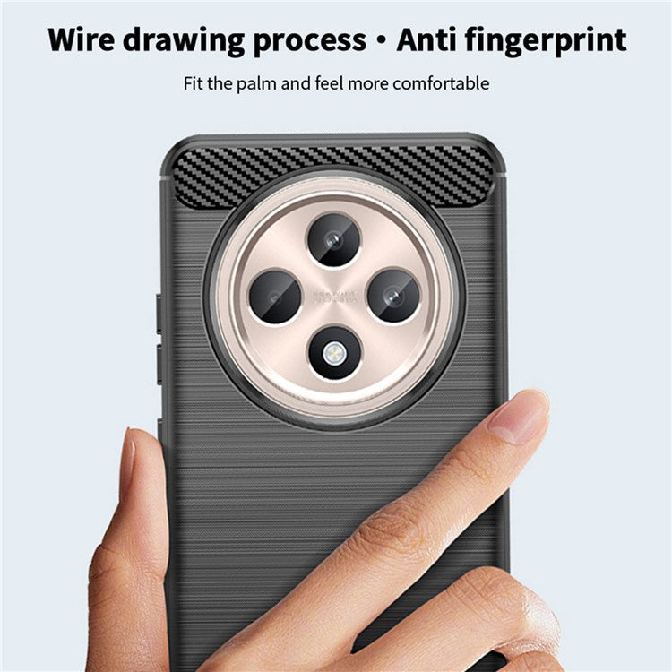 MOFI JK TPU Series-1 For Oppo Reno12 F 4G / 5G Case Carbon Fiber Texture TPU Soft Phone Cover - Blue
