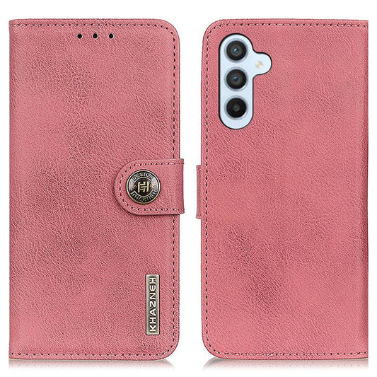 KHAZNEH For Samsung Galaxy M35 5G Wallet Case Cowhide Texture Leather Flip Phone Cover - Pink