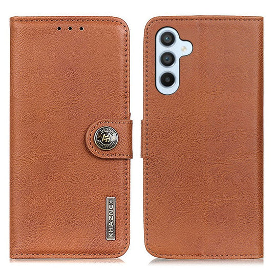 KHAZNEH For Samsung Galaxy M35 5G Wallet Case Cowhide Texture Leather Flip Phone Cover - Brown