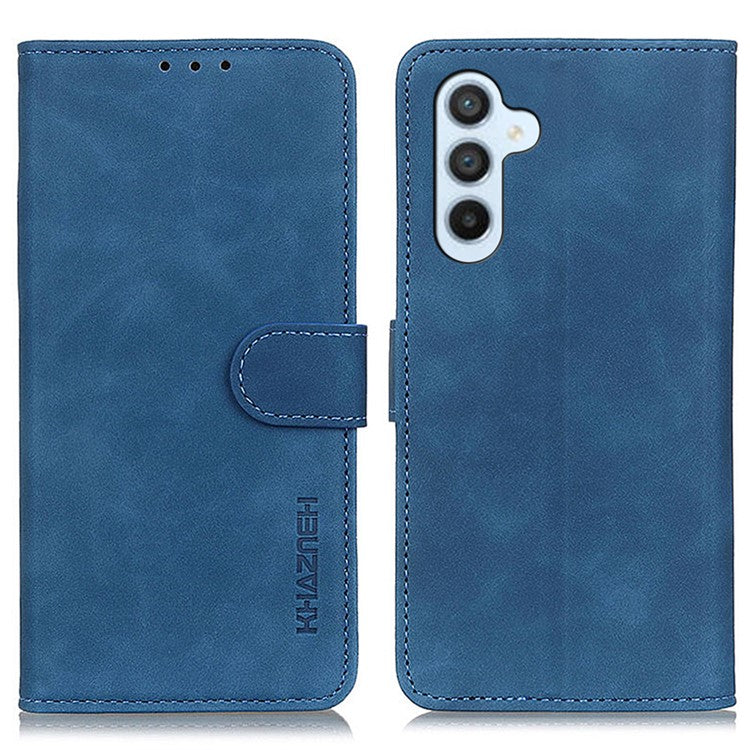 KHAZNEH For Samsung Galaxy M35 5G Case Retro PU Leather Wallet Stand Phone Cover - Blue