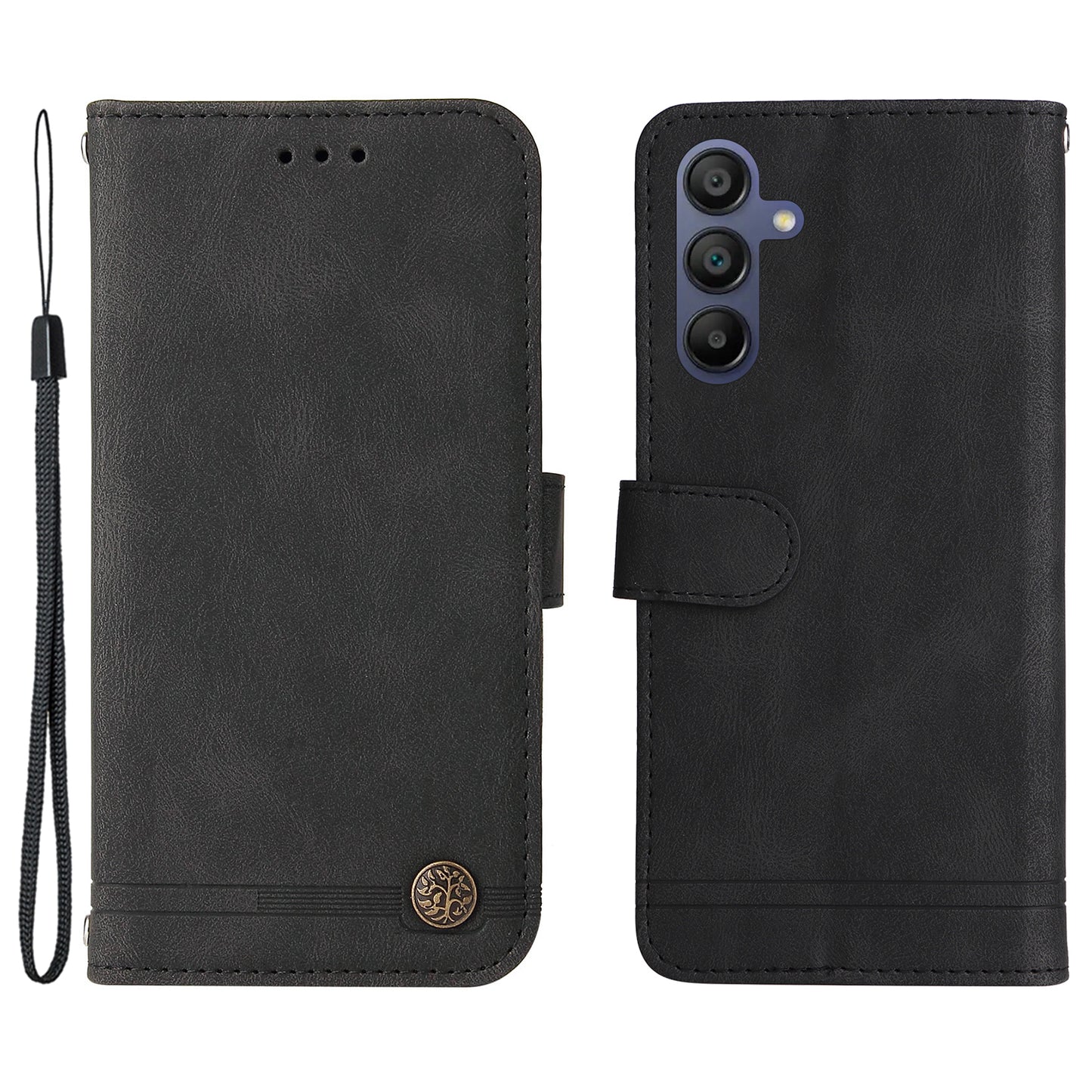 For Samsung Galaxy A16 5G / A16 4G Case Wallet Skin-Touch PU Leather Phone Cover - Black