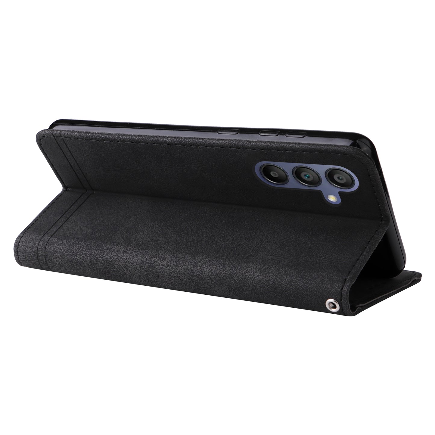 For Samsung Galaxy A16 5G / A16 4G Case Wallet Skin-Touch PU Leather Phone Cover - Black