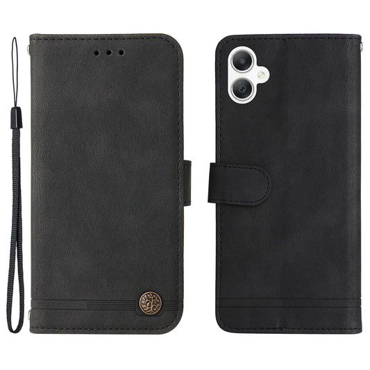 For Samsung Galaxy A06 Case Wallet Skin-Touch PU Leather Phone Cover - Black