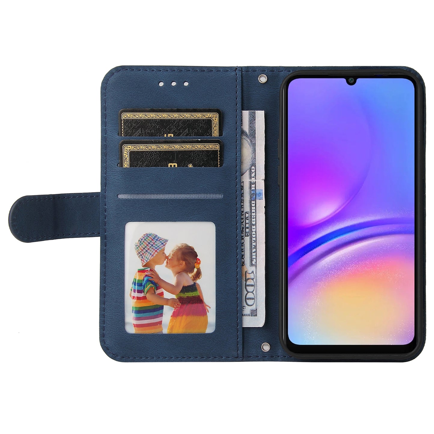 For Samsung Galaxy A06 Case Wallet Skin-Touch PU Leather Phone Cover - Blue