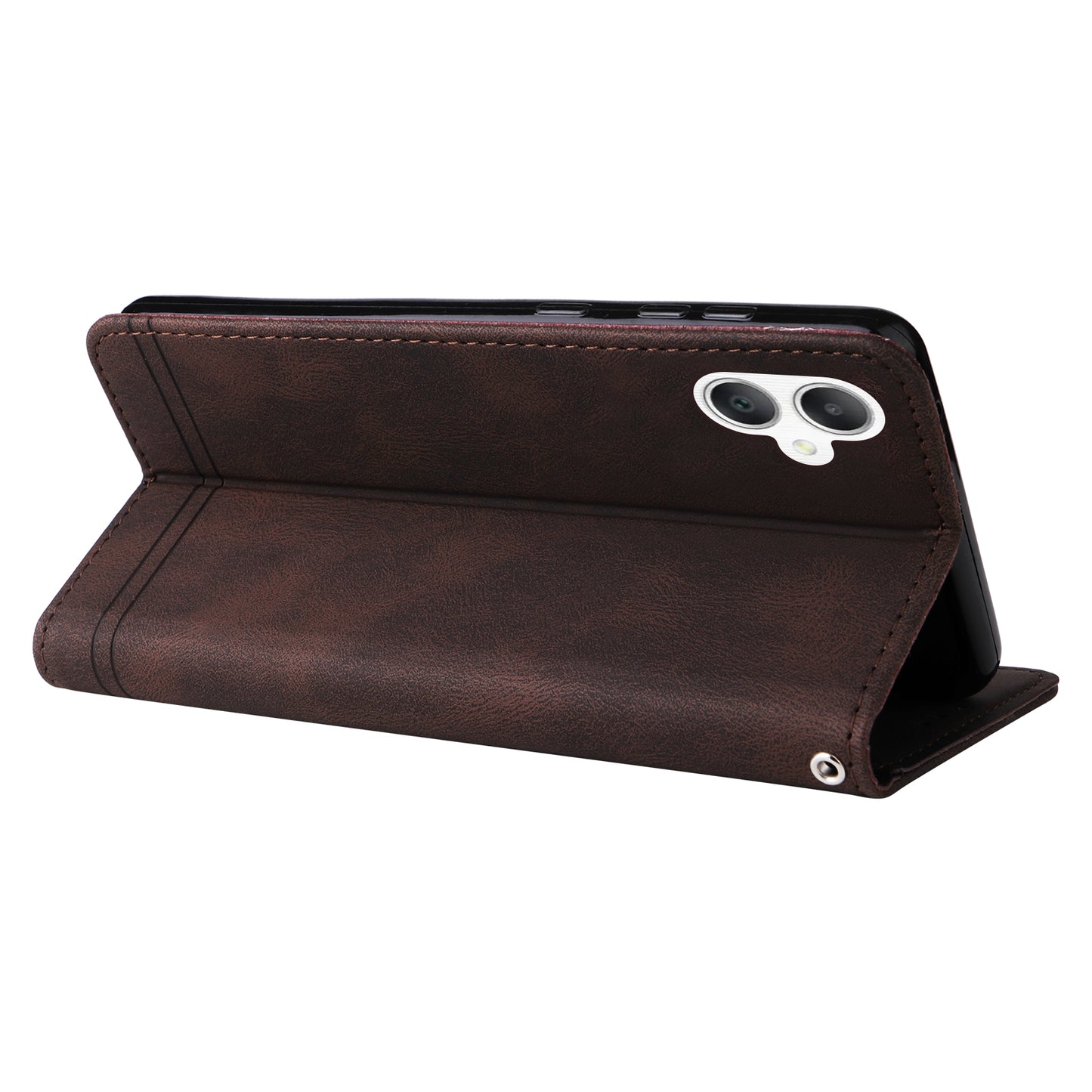 For Samsung Galaxy A06 Case Wallet Skin-Touch PU Leather Phone Cover - Brown