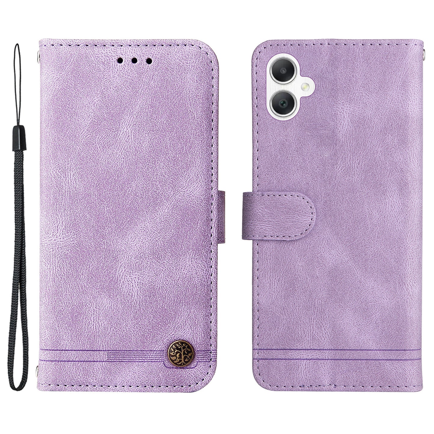 For Samsung Galaxy A06 Case Wallet Skin-Touch PU Leather Phone Cover - Purple
