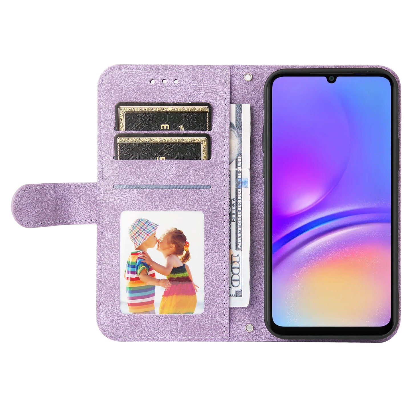 For Samsung Galaxy A06 Case Wallet Skin-Touch PU Leather Phone Cover - Purple