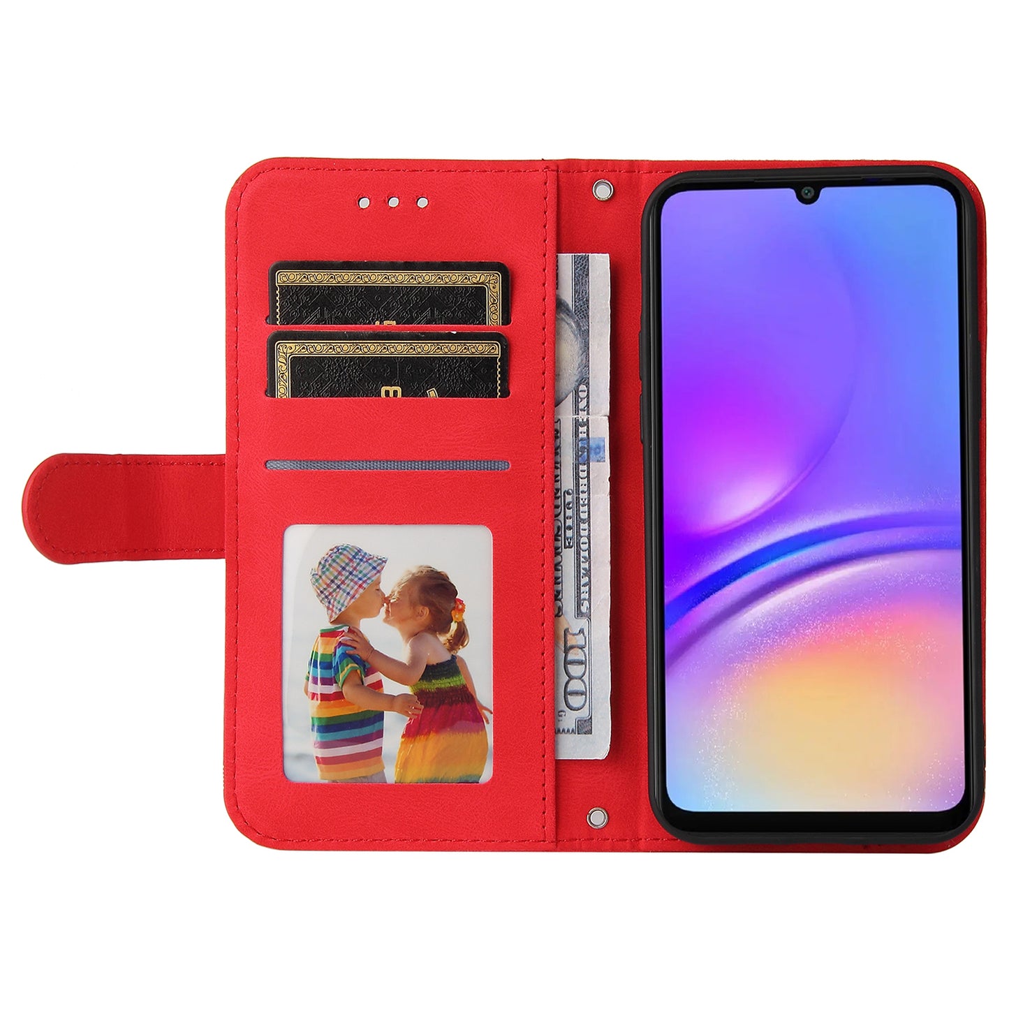 For Samsung Galaxy A06 Case Wallet Skin-Touch PU Leather Phone Cover - Red