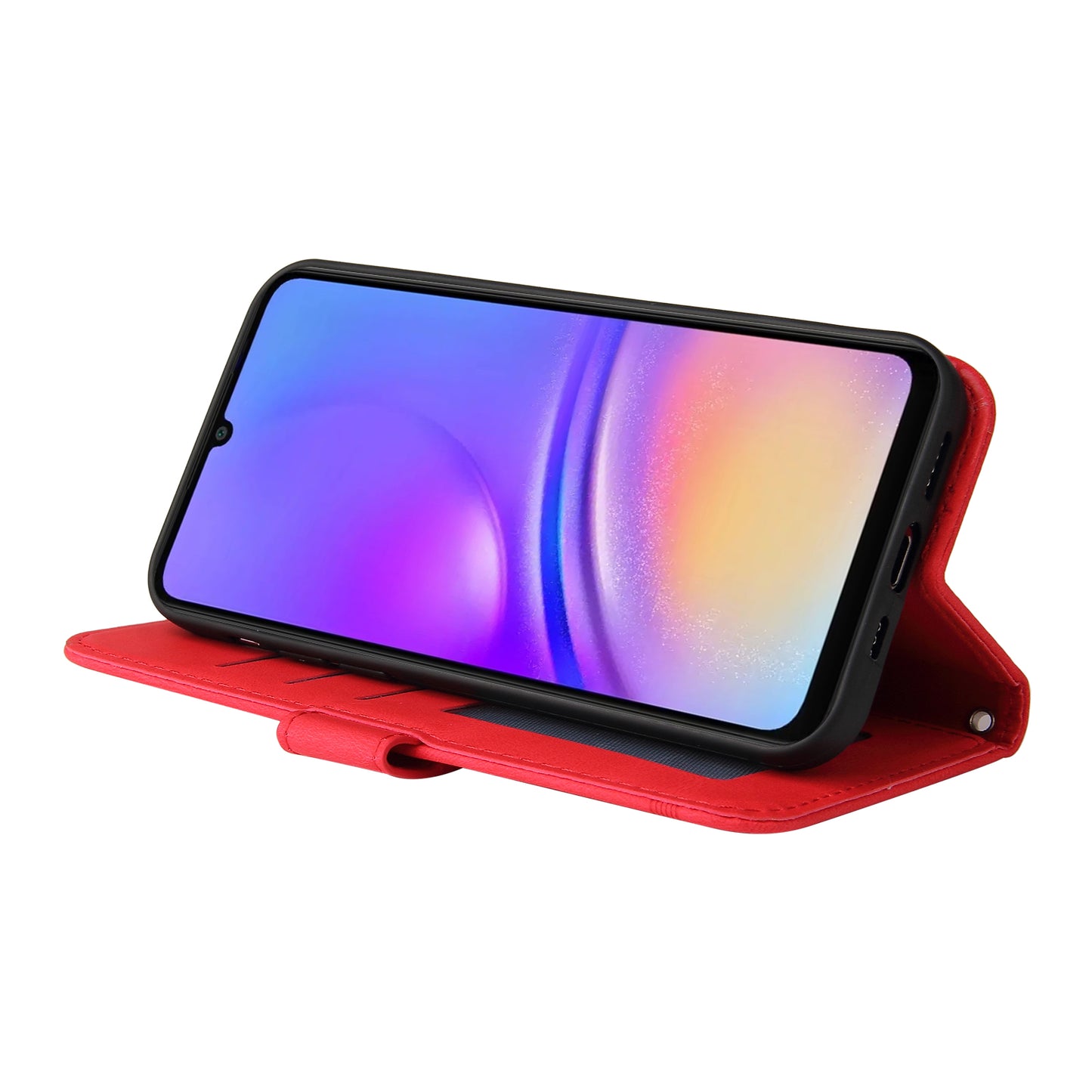 For Samsung Galaxy A06 Case Wallet Skin-Touch PU Leather Phone Cover - Red