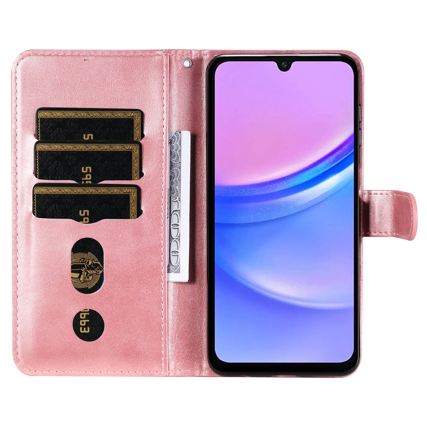 For Samsung Galaxy A16 5G / A16 4G Case Zipper Wallet Calf Texture PU Leather Phone Cover - Pink