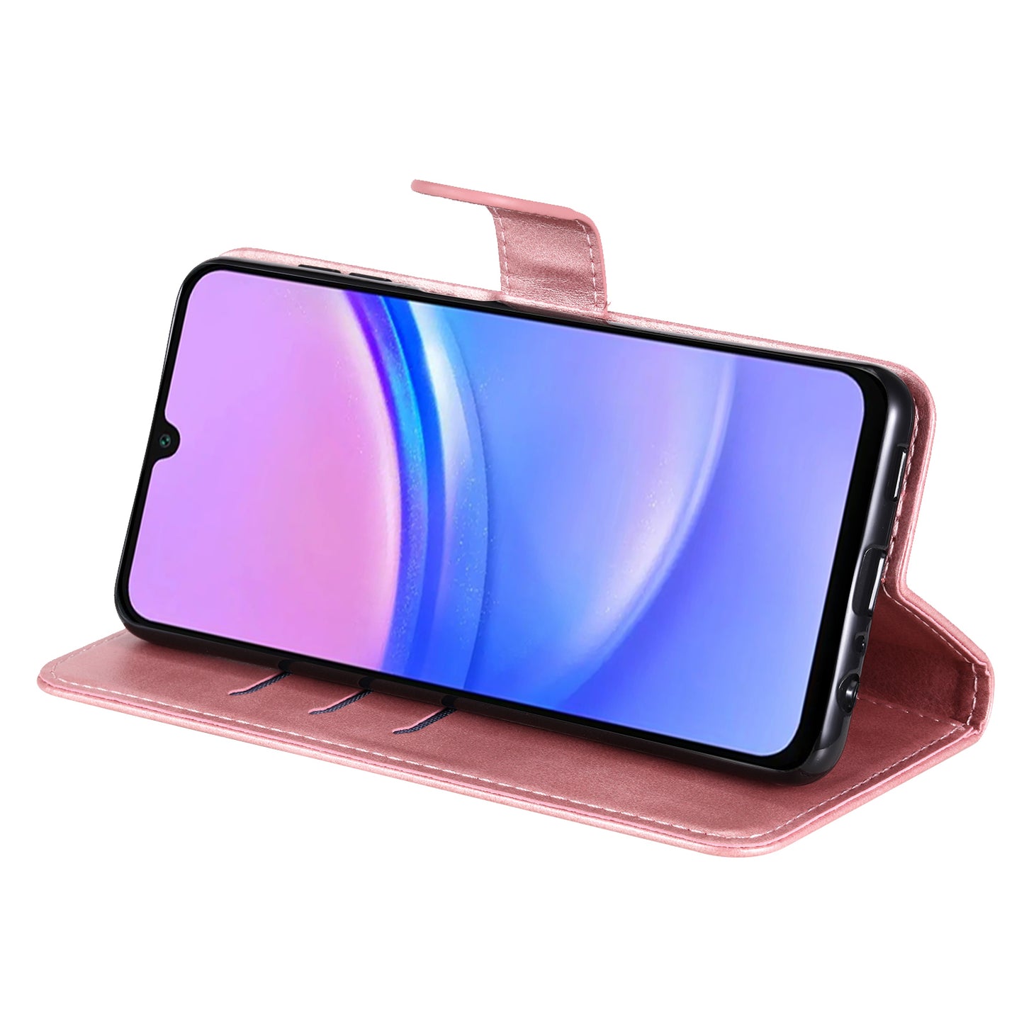 For Samsung Galaxy A16 5G / A16 4G Case Zipper Wallet Calf Texture PU Leather Phone Cover - Pink