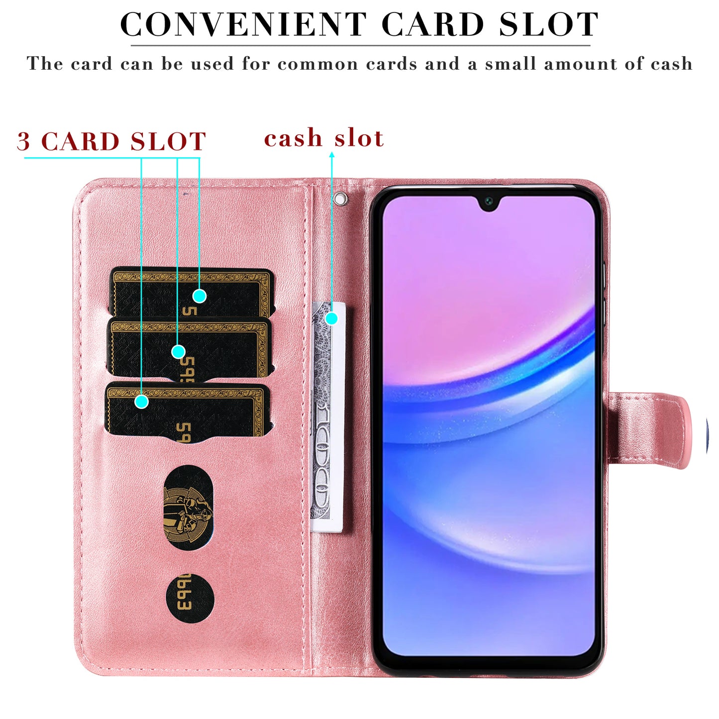 For Samsung Galaxy A16 5G / A16 4G Case Zipper Wallet Calf Texture PU Leather Phone Cover - Pink