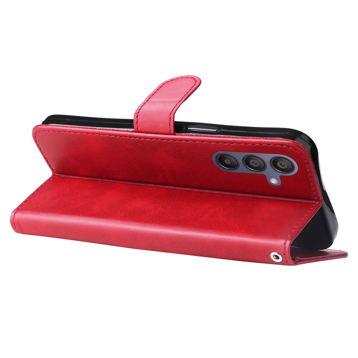 For Samsung Galaxy A16 5G / A16 4G Case Zipper Wallet Calf Texture PU Leather Phone Cover - Red