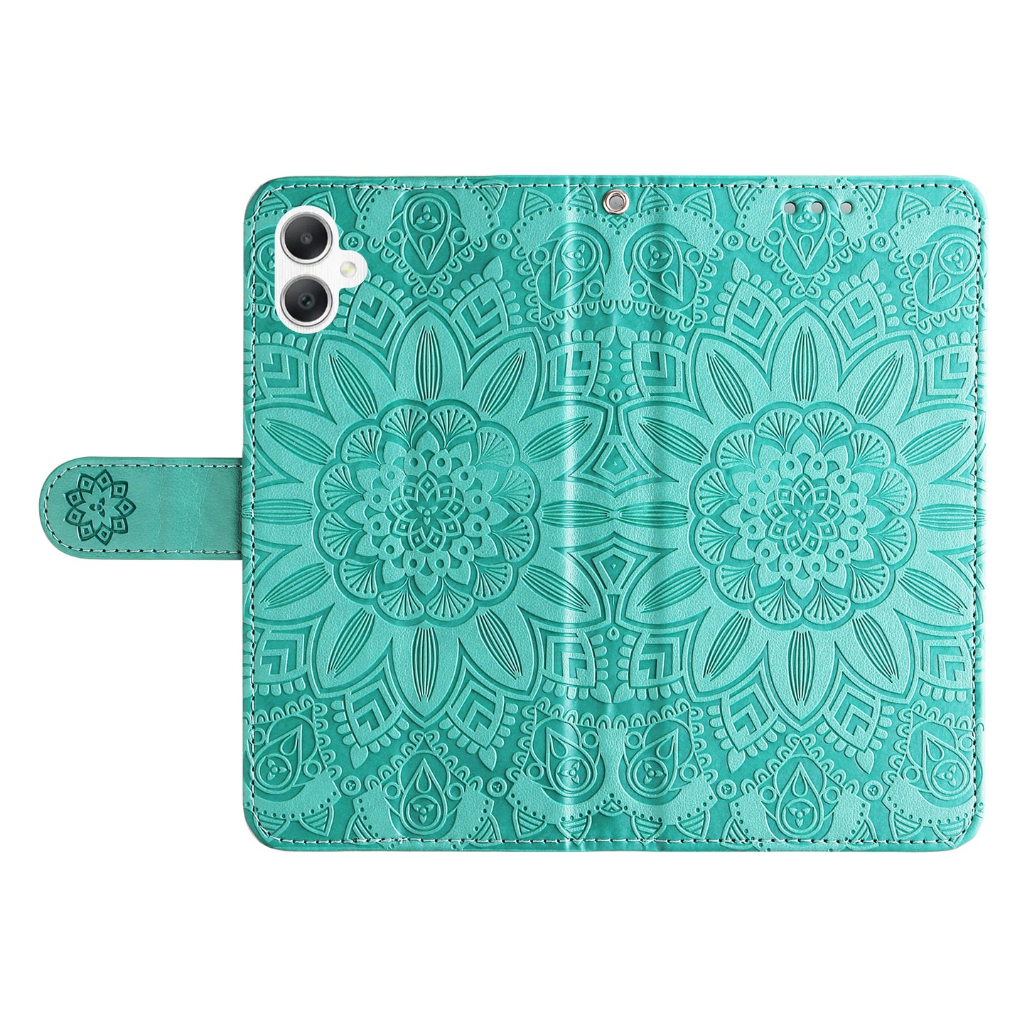 For Samsung Galaxy A06 Case Sunflower Imprint Leather Wallet Phone Cover - Green