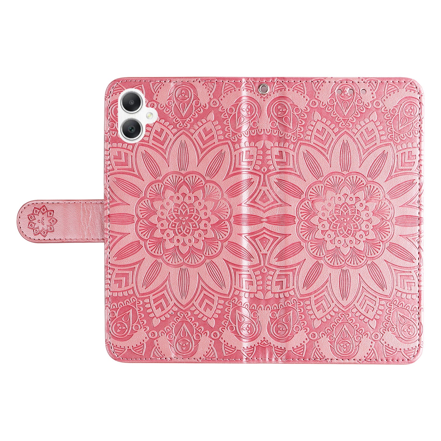For Samsung Galaxy A06 Case Sunflower Imprint Leather Wallet Phone Cover - Pink