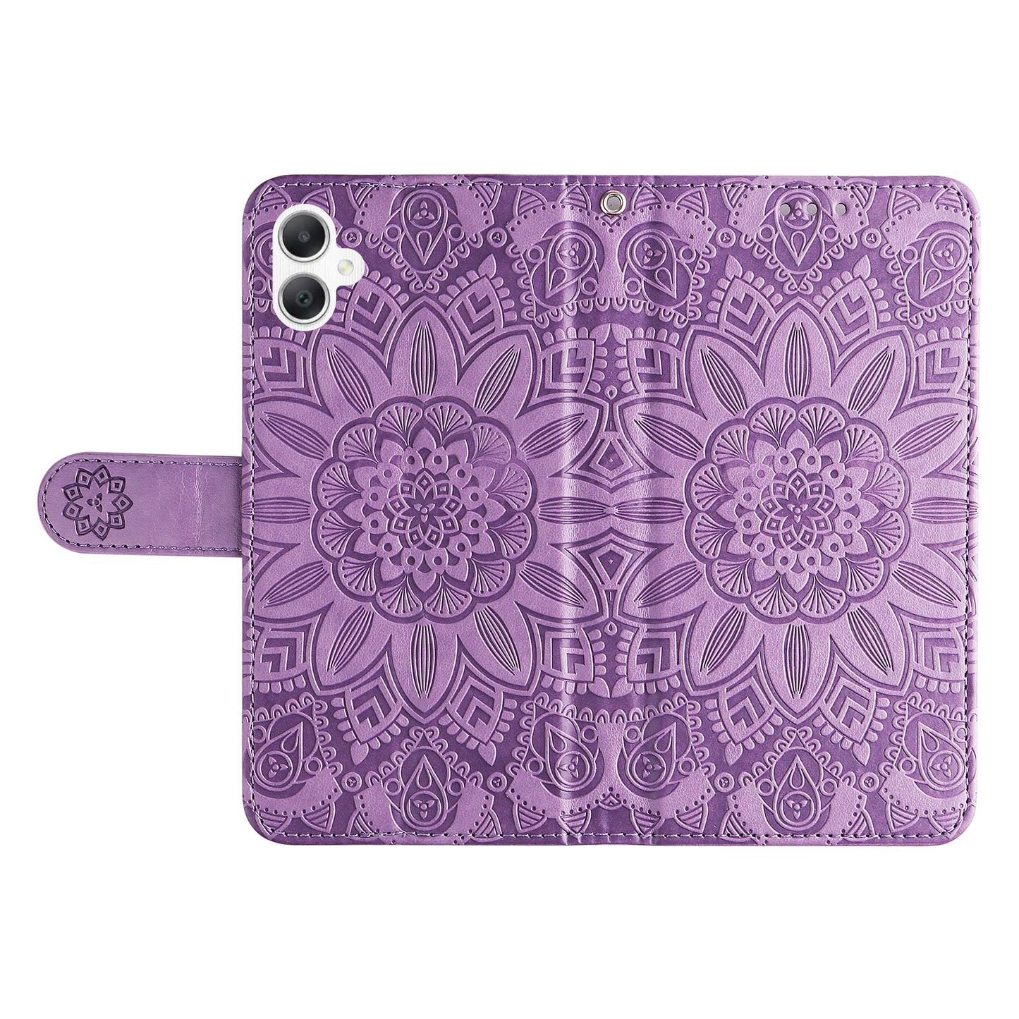 For Samsung Galaxy A06 Case Sunflower Imprint Leather Wallet Phone Cover - Purple