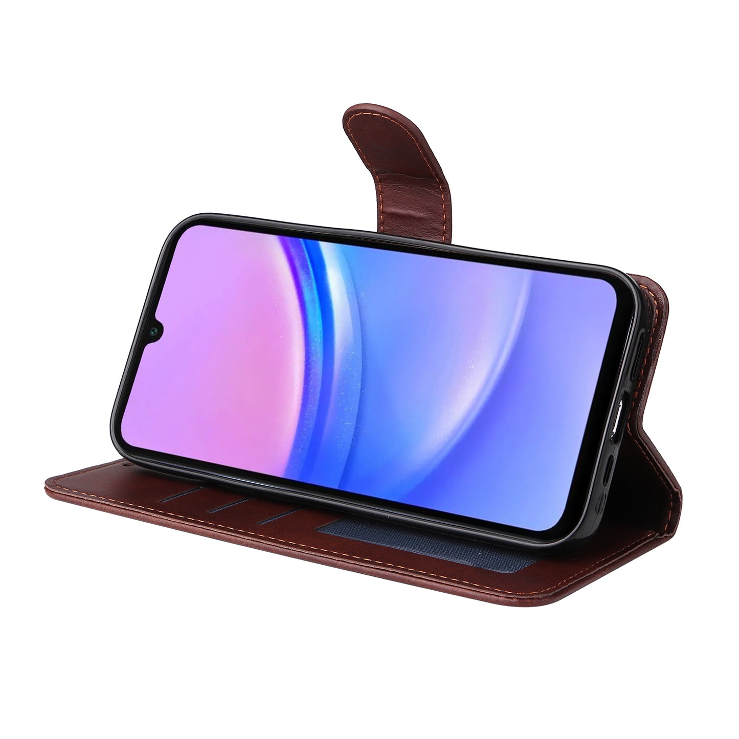 For Samsung Galaxy A16 5G / A16 4G Case PU Leather Phone Cover with Cash  /  Card Slots - Brown