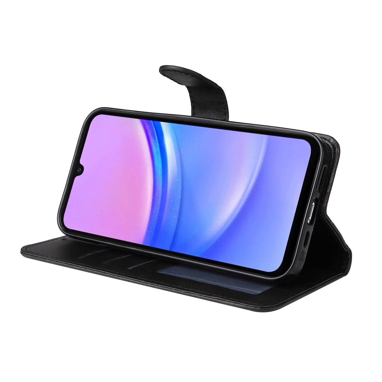 For Samsung Galaxy A16 5G / A16 4G Case PU Leather Phone Cover with Cash  /  Card Slots - Black