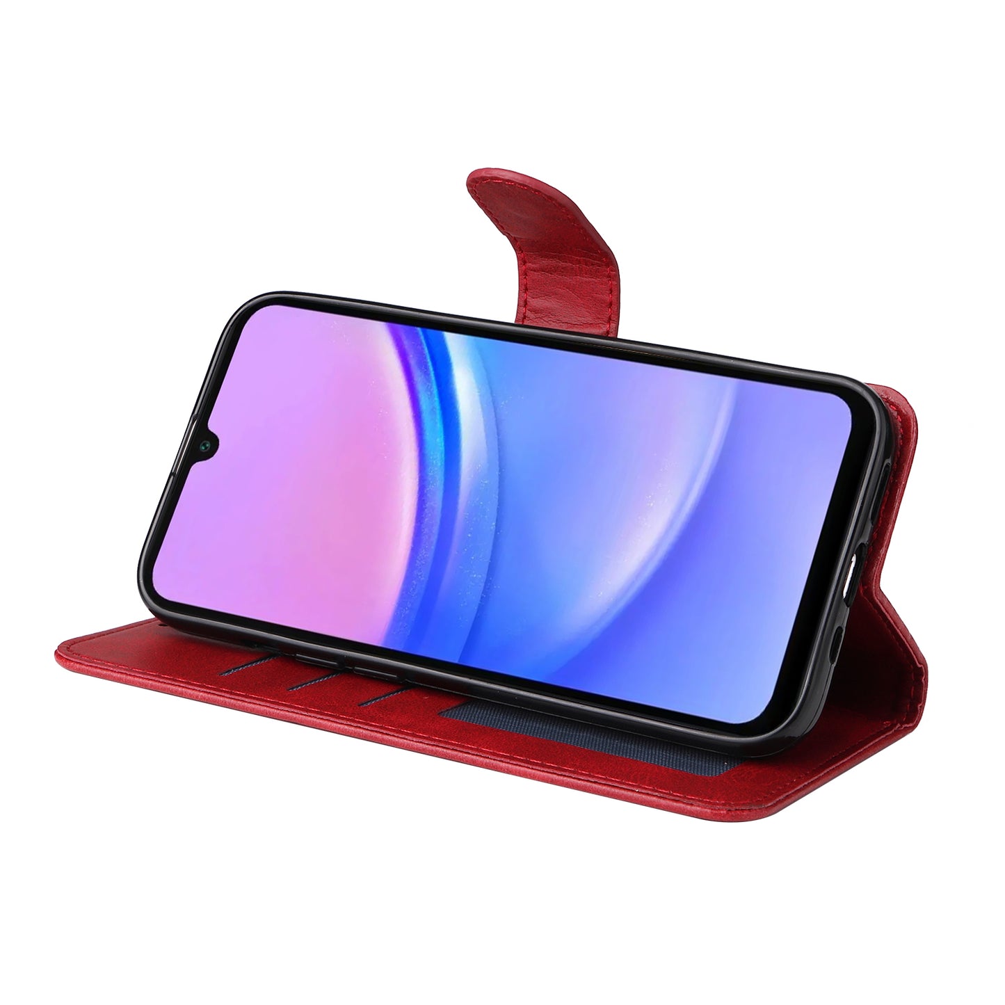 For Samsung Galaxy A16 5G / A16 4G Case PU Leather Phone Cover with Cash  /  Card Slots - Red