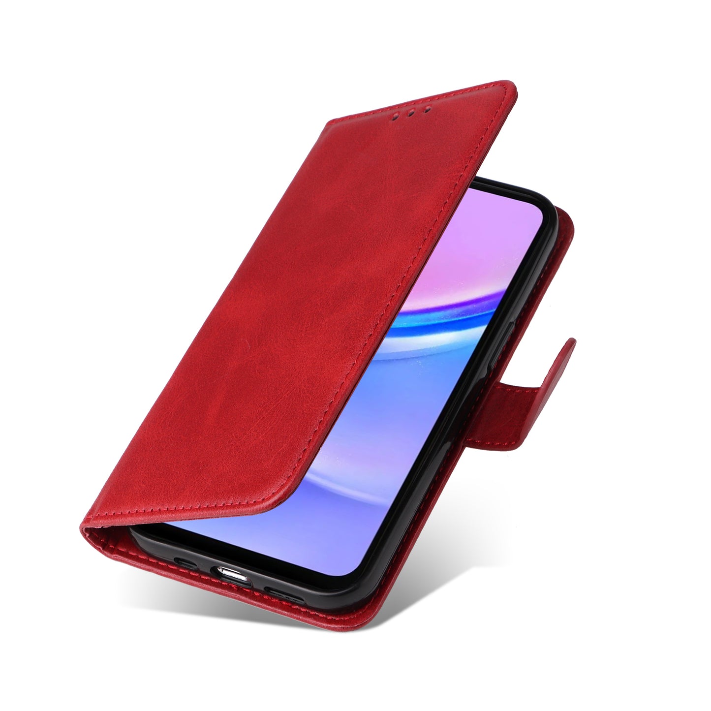 For Samsung Galaxy A16 5G / A16 4G Case PU Leather Phone Cover with Cash  /  Card Slots - Red
