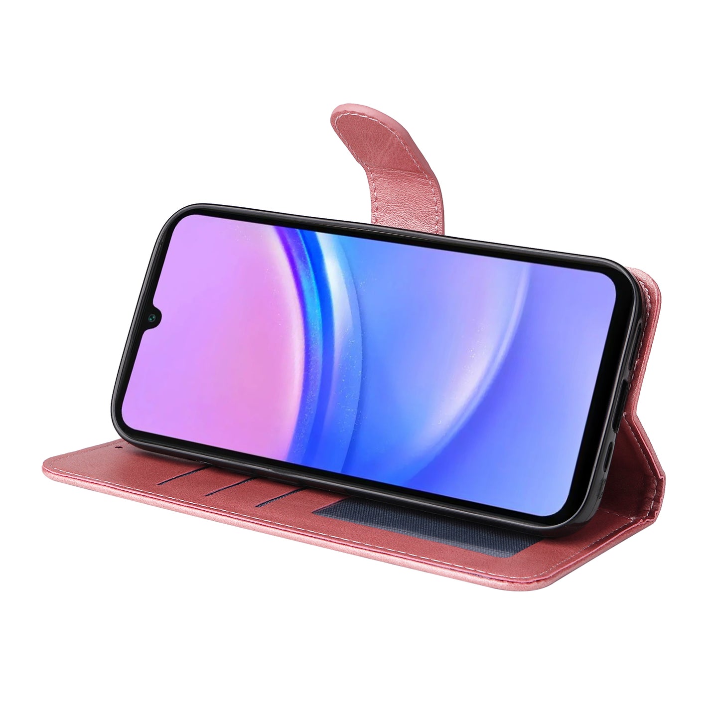 For Samsung Galaxy A16 5G / A16 4G Case PU Leather Phone Cover with Cash  /  Card Slots - Pink