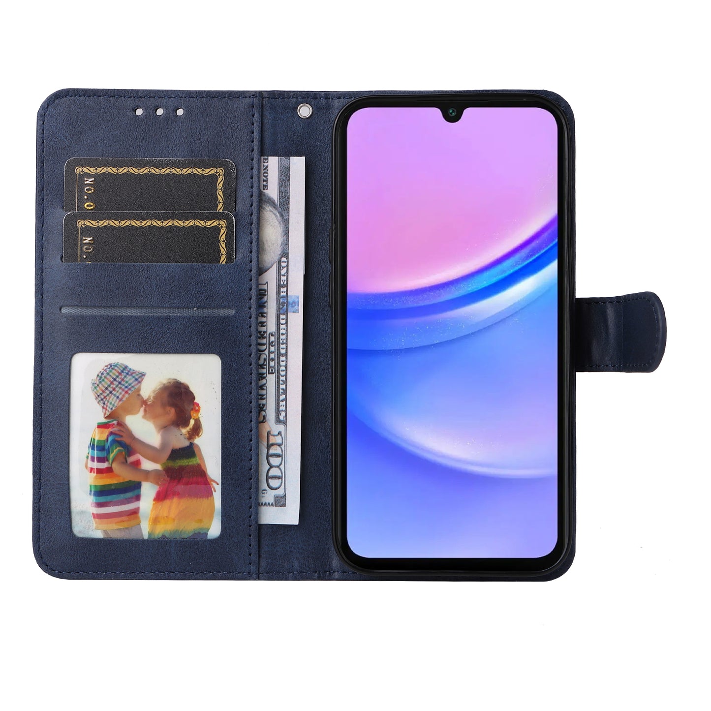 For Samsung Galaxy A16 5G / A16 4G Case PU Leather Phone Cover with Cash  /  Card Slots - Blue