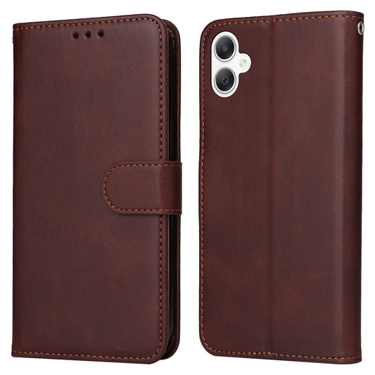 For Samsung Galaxy A06 Case PU Leather Phone Cover with Cash  /  Card Slots - Brown