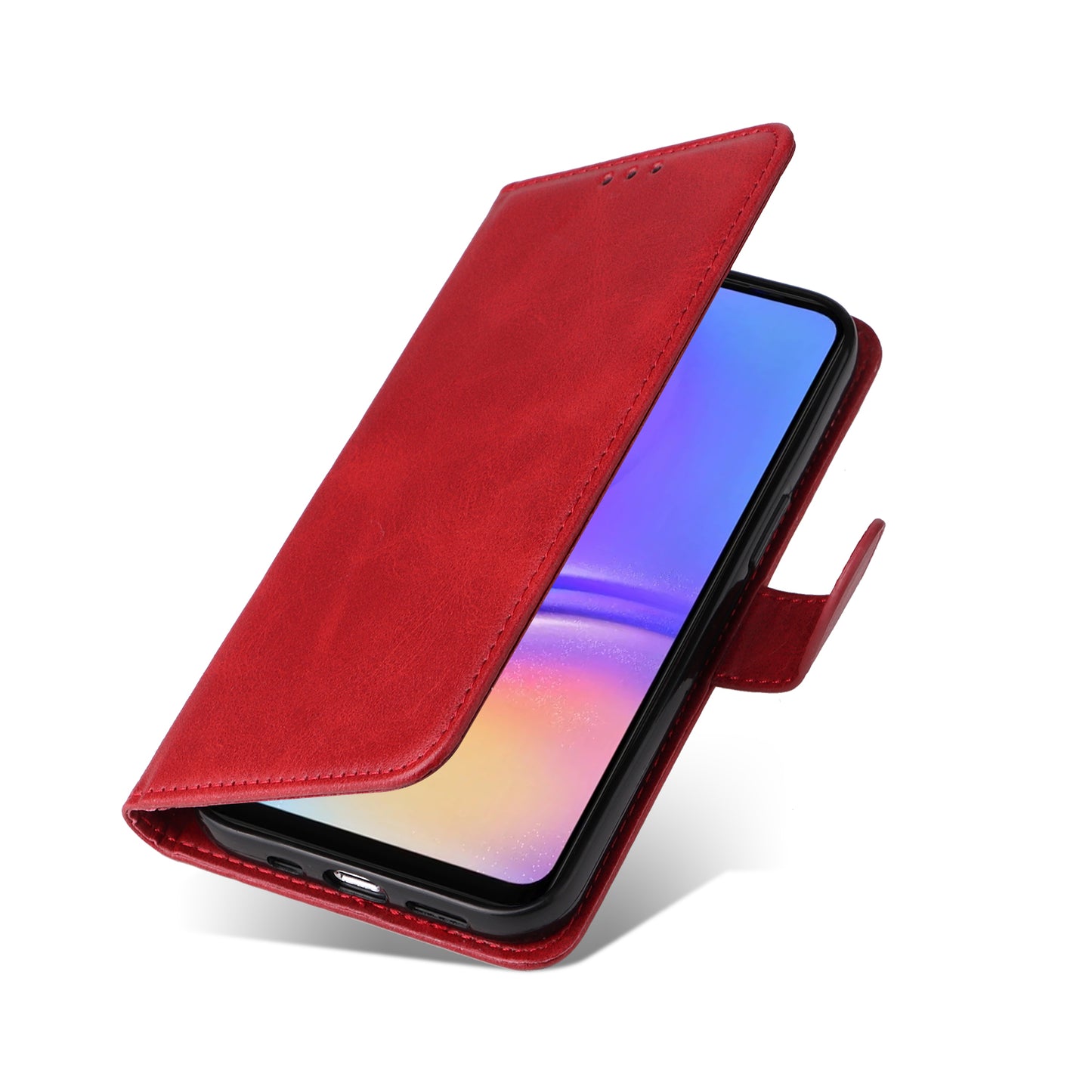 For Samsung Galaxy A06 Case PU Leather Phone Cover with Cash  /  Card Slots - Red