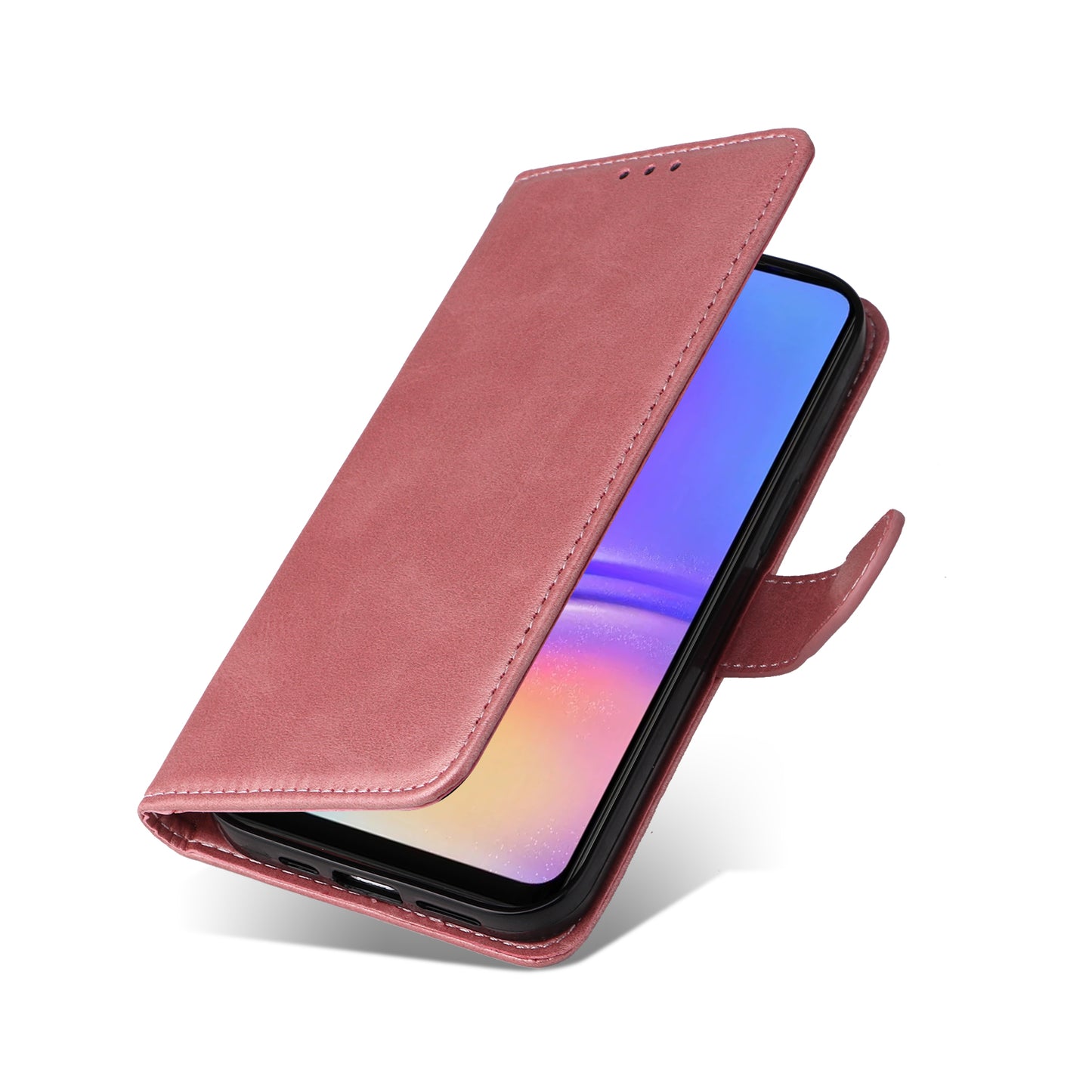 For Samsung Galaxy A06 Case PU Leather Phone Cover with Cash  /  Card Slots - Pink