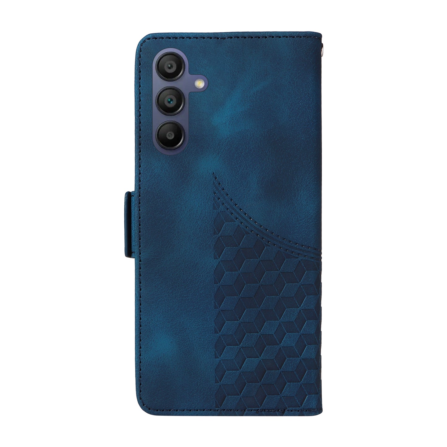 For Samsung Galaxy A16 5G / A16 4G Case PU Leather Phone Cover Rhombus Starry Imprinted - Blue