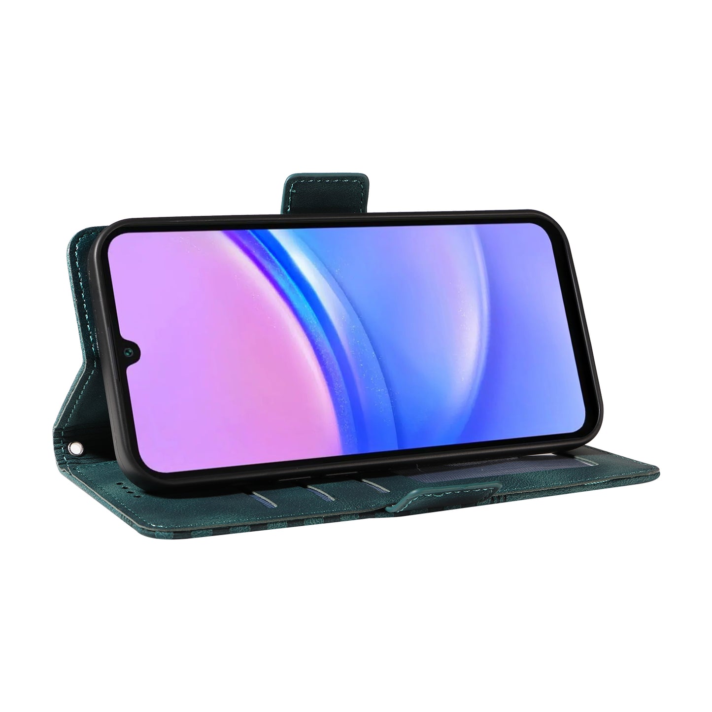 For Samsung Galaxy A16 5G / A16 4G Case PU Leather Phone Cover Rhombus Starry Imprinted - Green