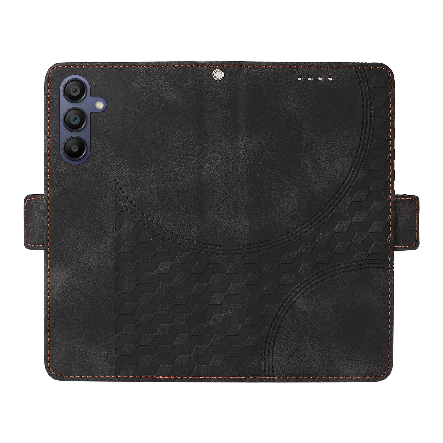 For Samsung Galaxy A16 5G / A16 4G Case PU Leather Phone Cover Rhombus Starry Imprinted - Black