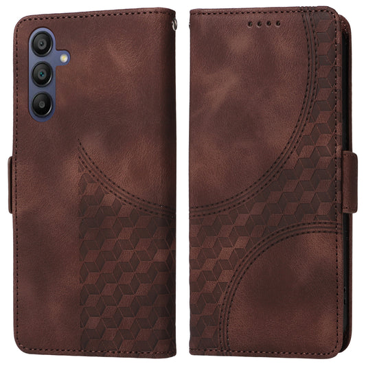 For Samsung Galaxy A16 5G / A16 4G Case PU Leather Phone Cover Rhombus Starry Imprinted - Brown