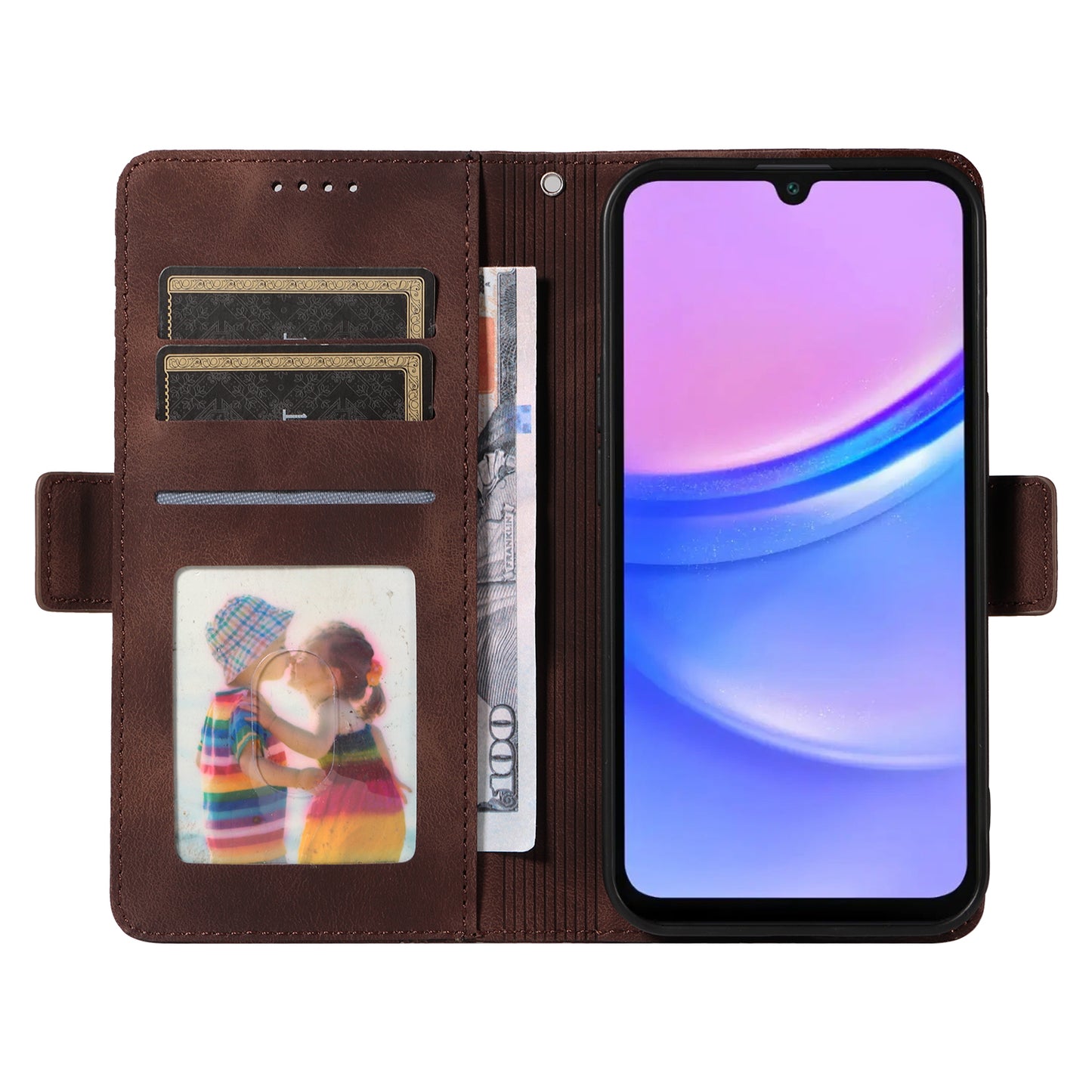 For Samsung Galaxy A16 5G / A16 4G Case PU Leather Phone Cover Rhombus Starry Imprinted - Brown