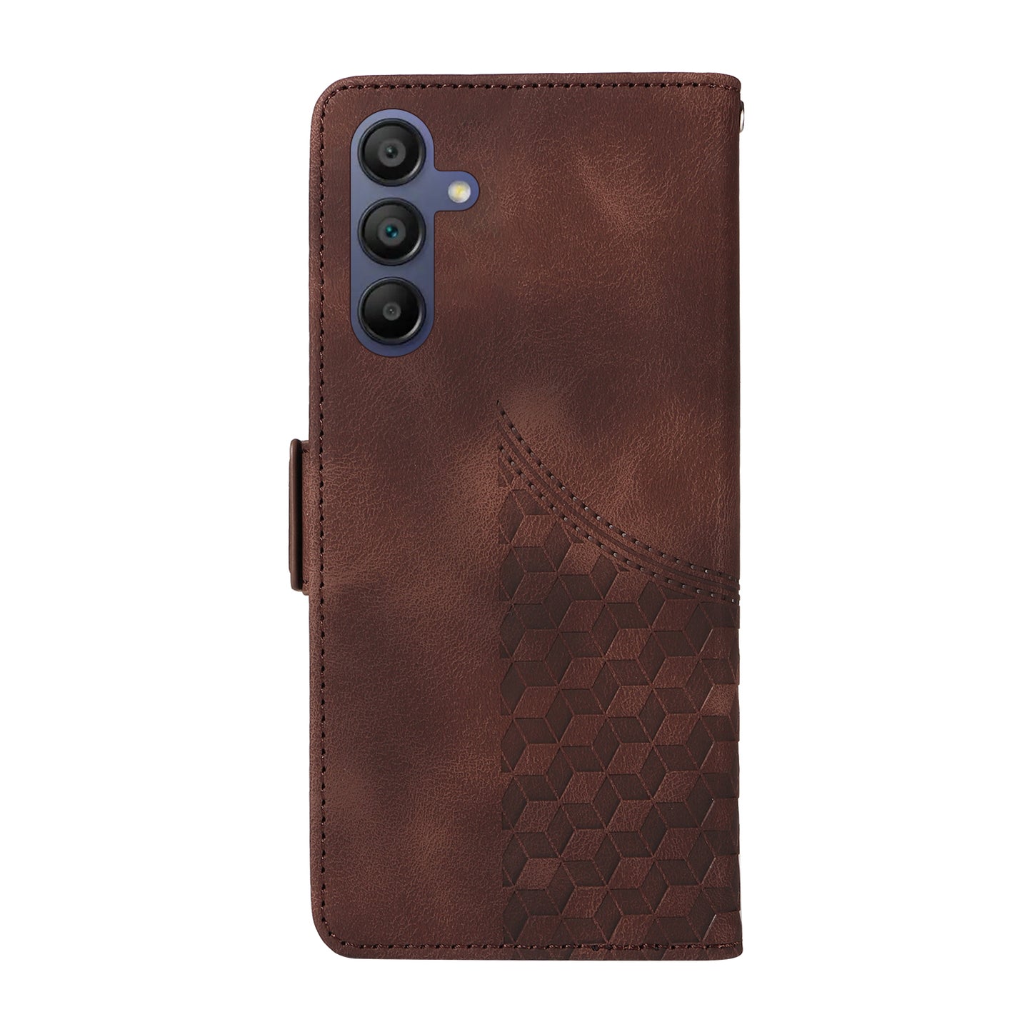 For Samsung Galaxy A16 5G / A16 4G Case PU Leather Phone Cover Rhombus Starry Imprinted - Brown