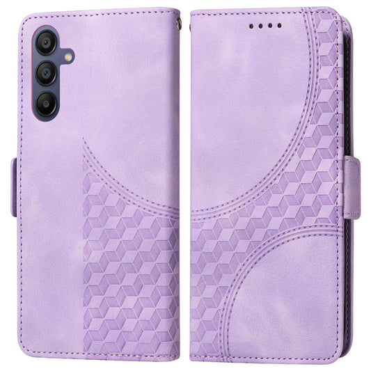 For Samsung Galaxy A16 5G / A16 4G Case PU Leather Phone Cover Rhombus Starry Imprinted - Purple