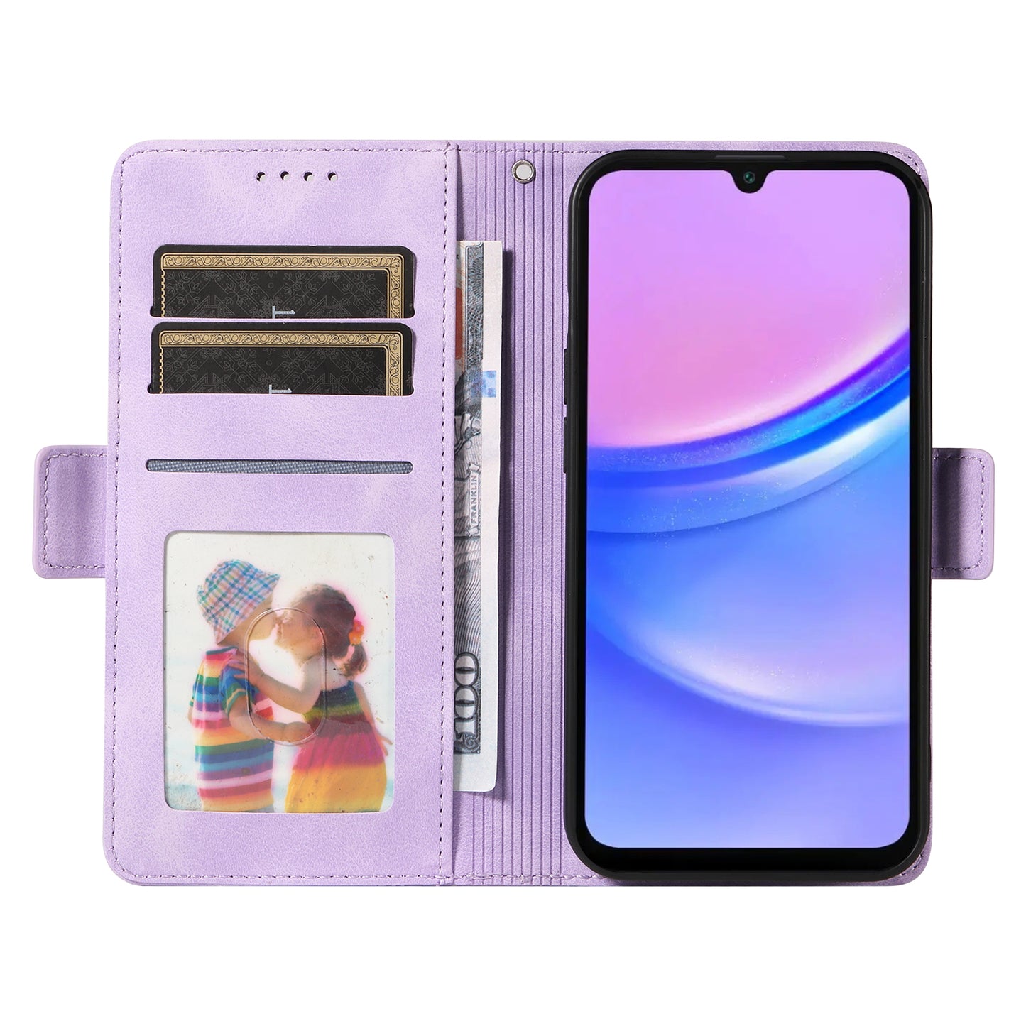 For Samsung Galaxy A16 5G / A16 4G Case PU Leather Phone Cover Rhombus Starry Imprinted - Purple