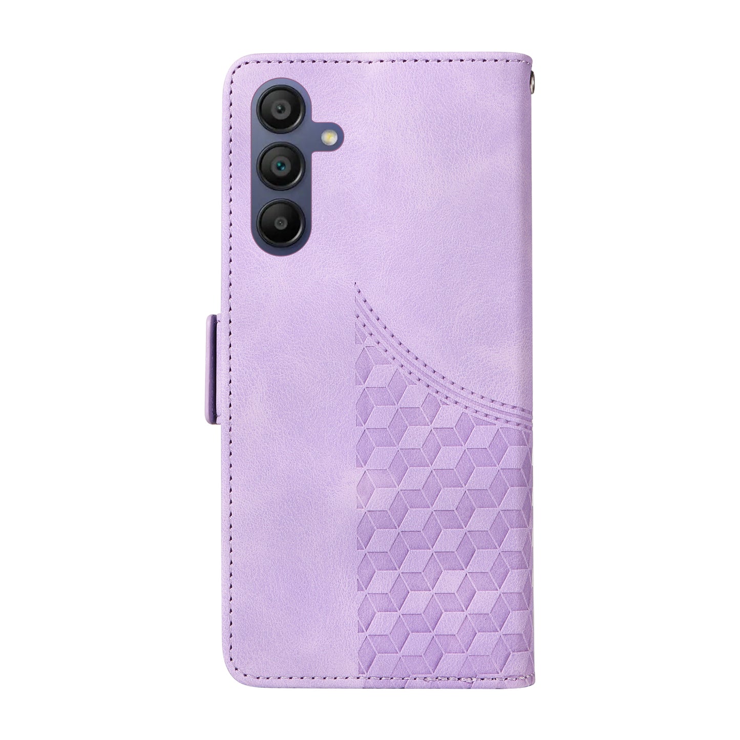 For Samsung Galaxy A16 5G / A16 4G Case PU Leather Phone Cover Rhombus Starry Imprinted - Purple