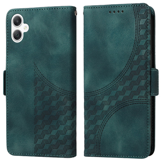 For Samsung Galaxy A06 Case PU Leather Phone Cover Rhombus Starry Imprinted - Green