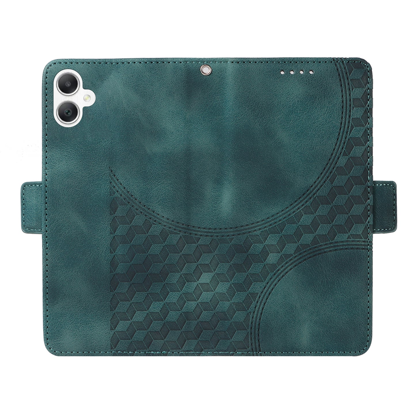 For Samsung Galaxy A06 Case PU Leather Phone Cover Rhombus Starry Imprinted - Green
