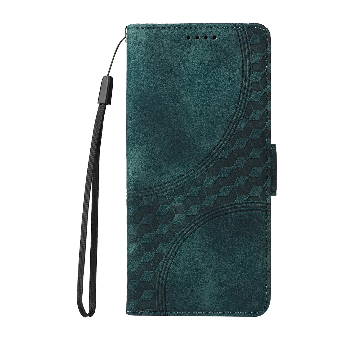 For Samsung Galaxy A06 Case PU Leather Phone Cover Rhombus Starry Imprinted - Green