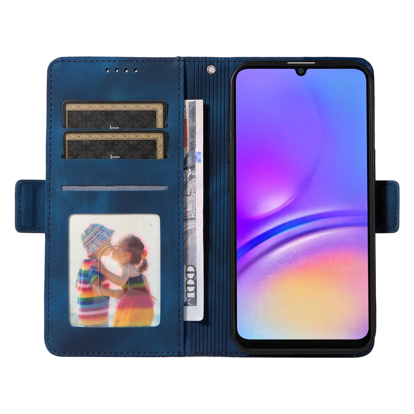 For Samsung Galaxy A06 Case PU Leather Phone Cover Rhombus Starry Imprinted - Blue