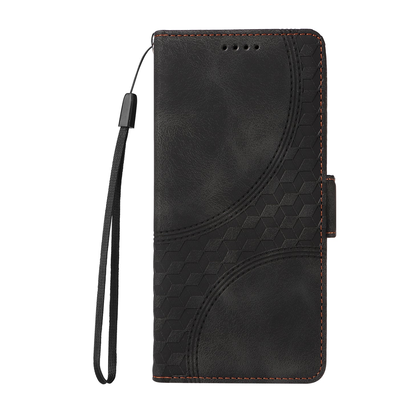 For Samsung Galaxy A06 Case PU Leather Phone Cover Rhombus Starry Imprinted - Black