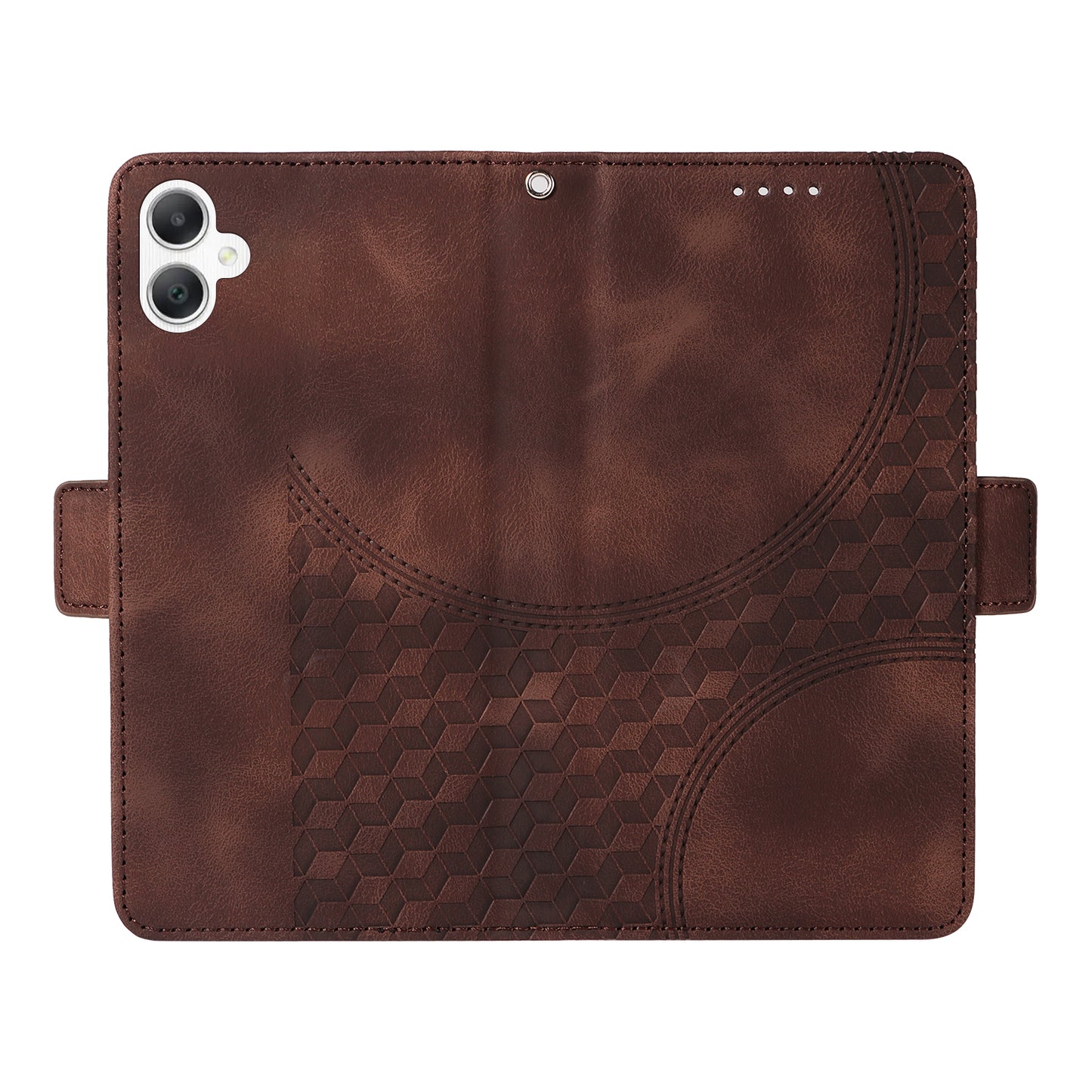 For Samsung Galaxy A06 Case PU Leather Phone Cover Rhombus Starry Imprinted - Brown