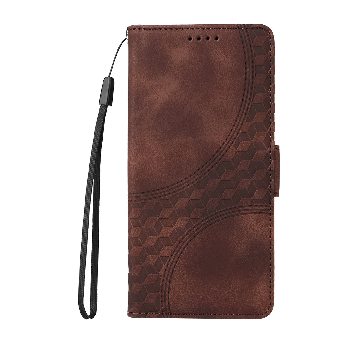 For Samsung Galaxy A06 Case PU Leather Phone Cover Rhombus Starry Imprinted - Brown