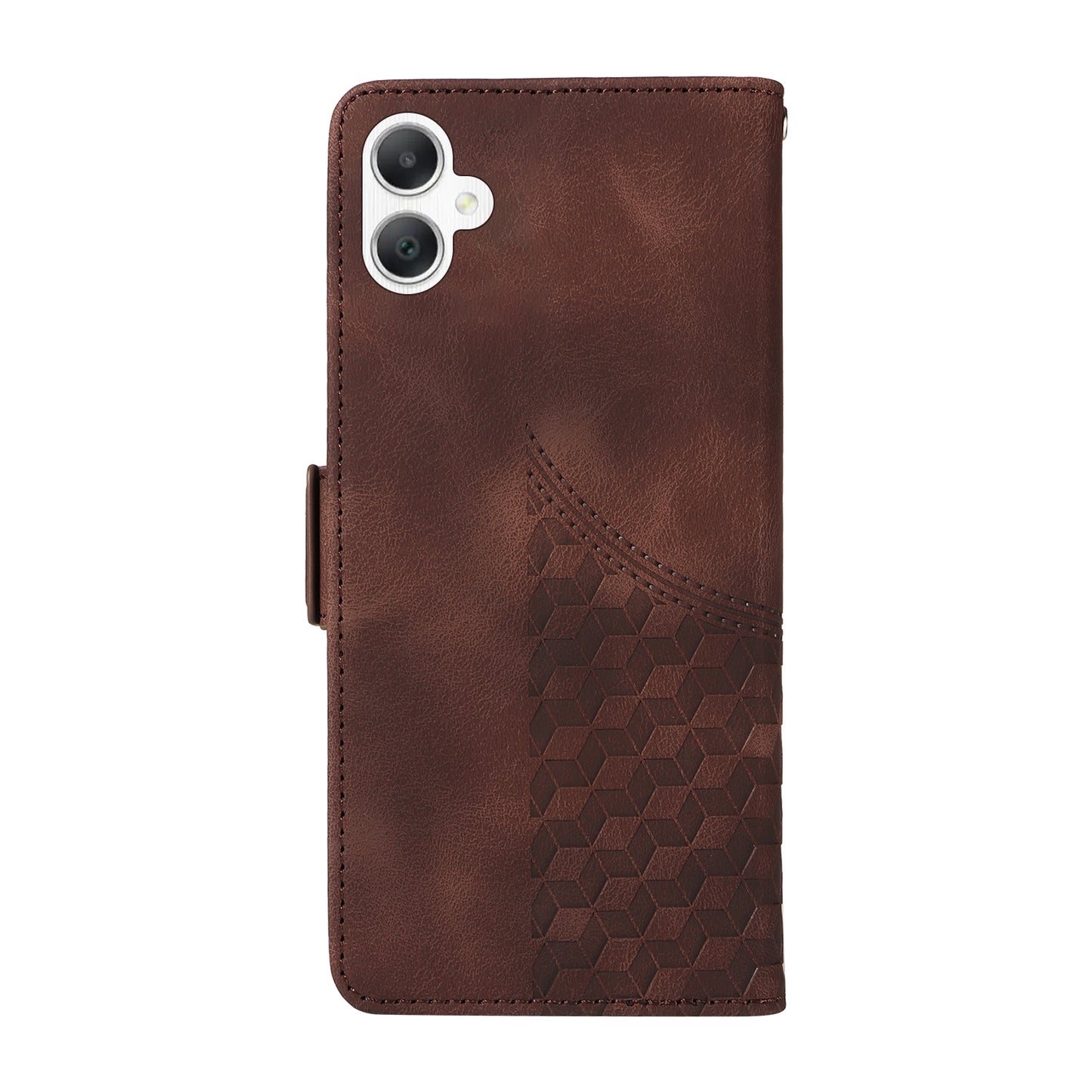 For Samsung Galaxy A06 Case PU Leather Phone Cover Rhombus Starry Imprinted - Brown