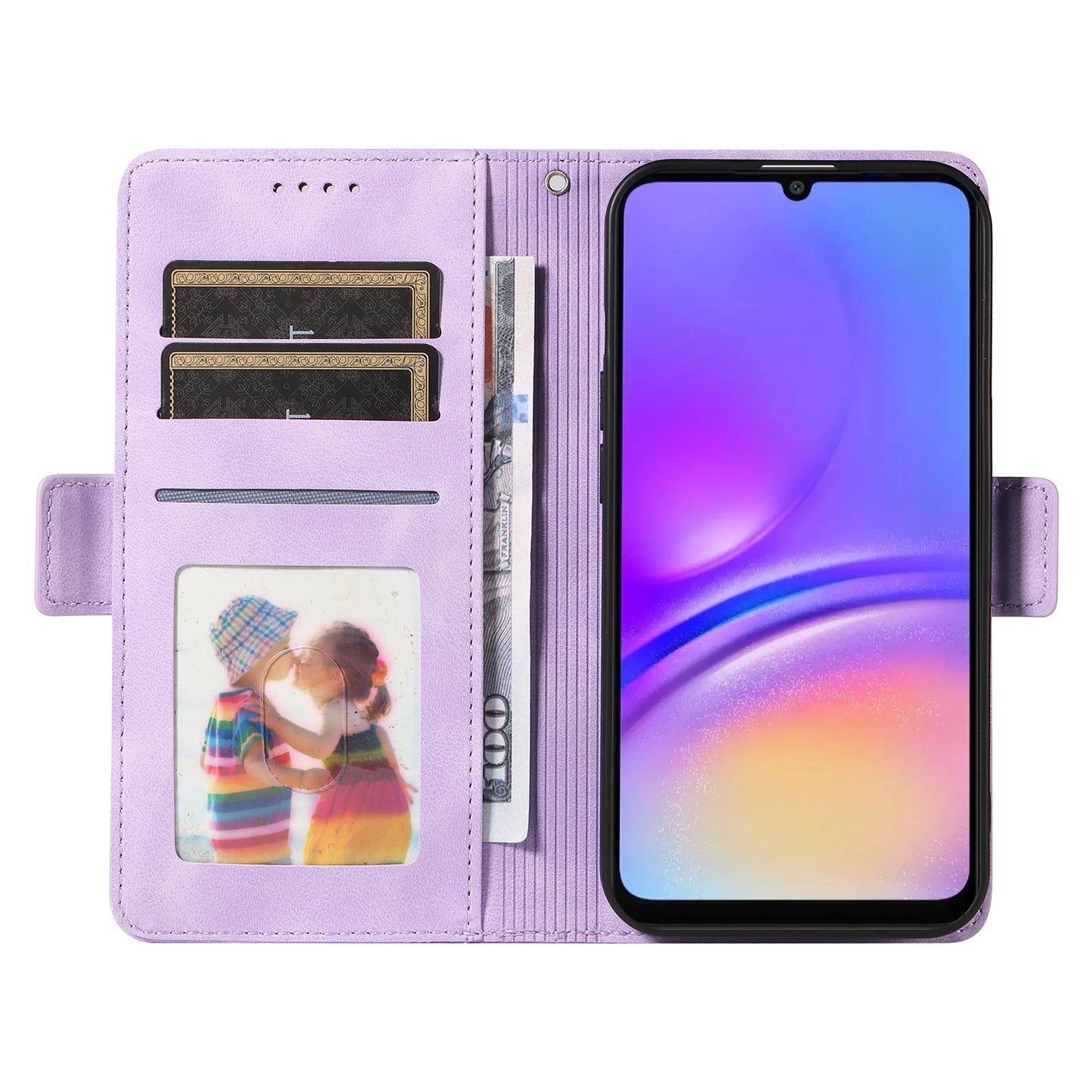 For Samsung Galaxy A06 Case PU Leather Phone Cover Rhombus Starry Imprinted - Purple