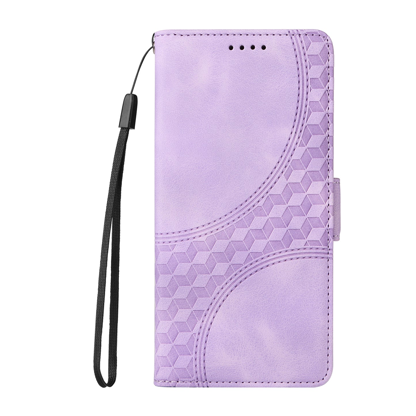 For Samsung Galaxy A06 Case PU Leather Phone Cover Rhombus Starry Imprinted - Purple